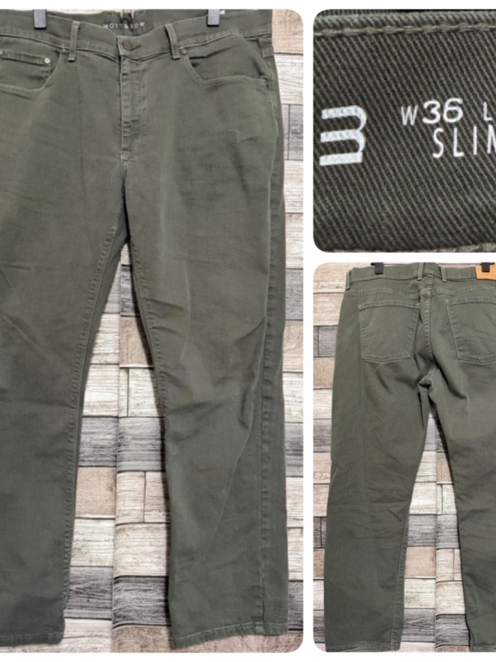 Mott & Bow Slim Jeans Men’s 36x30 Green Denim Stretch Casual